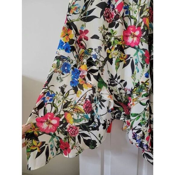 Parker Dress Floral Flowy Romantic Flounce Cold Shoulder Size L NWT $398 - Picture 4 of 10